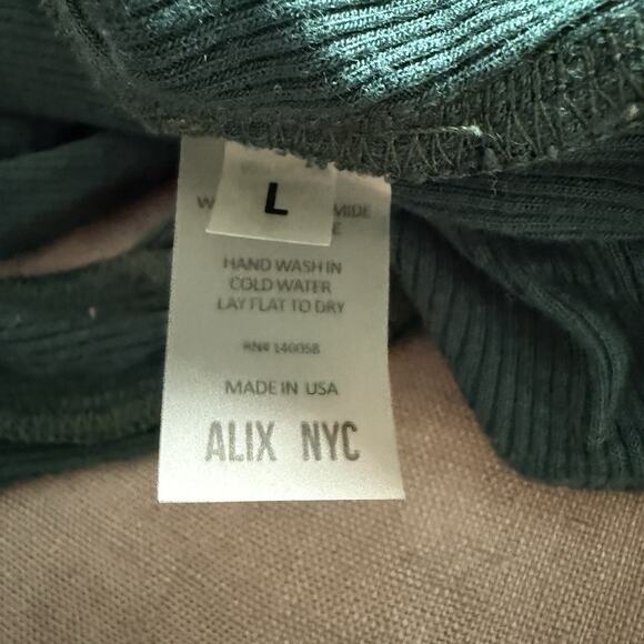 Alix Nyc Long Sleeve Bodysuit Asymmetrical Blake Jade Green Large - Picture 7 of 8